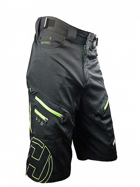 kalhoty krátké pánské HAVEN NAVAHO SLIMFIT černo/zelené s cyklovložkou
